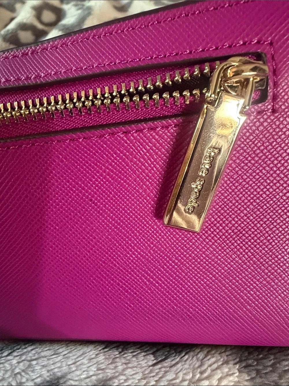 Kate Spade Pink Saffiano Leather Large Slim Bifold Wallet
